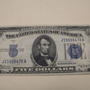 1934-A U.S Five Dollar A Note About Uncirculated