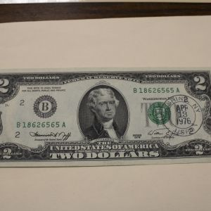 1976 Two Dollar First Day Cancel Note Uncirculated New York