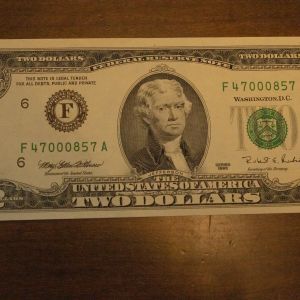 1995 U.S Two Dollar Federal Reserve Note UNC District F Atlanta