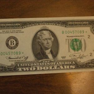 1976 U.S Two Dollar Federal Reserve Note District B New York