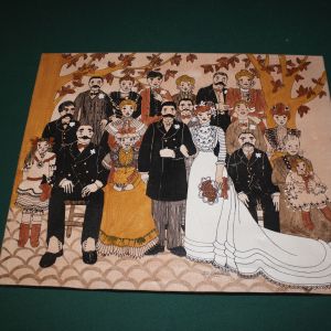 JEHANNE JOUVENAUD oil on canvas signed Wedding Folk Art