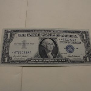 1957 Star Series Silver Certificate Note B About Uncirculated