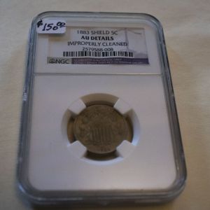 1883 Shield Nickel 5 cent AU Details NGC