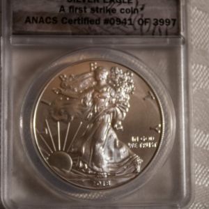 2018 ANACS Certified Silver Eagle A first strike coin MS70