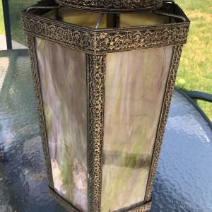 Artglass Hexagon column cylinder ceiling hanging fixture 17 x 9