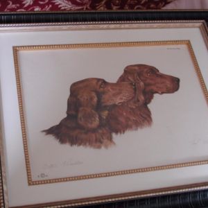 Setters Paul Wood pencil signed Paris Etching Society 1930s matted framed 18x22