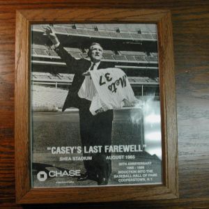 Shea Stadium CASEY'S LAST FAREWELL - Mets Manager August 1965 framed photo