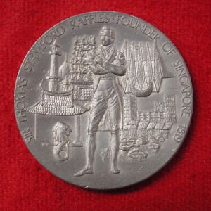 Singapore Medallion - Sir Thomas Stamford Raffles 1819 Selangor Pewter 1 1/2"