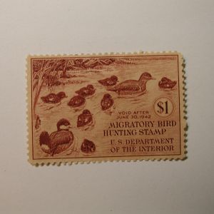 U.S. Stamp Scott #RW9 US Department of Agriculture $1 Migratory Bird Hunting Stamp No Gum
