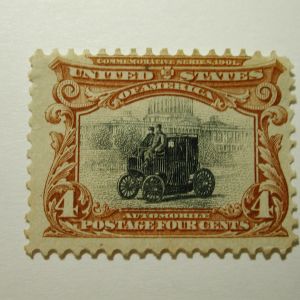 U.S. Scott #296 - 4 Cent Pan-American Expo Electric Auto 1901 /Hinge