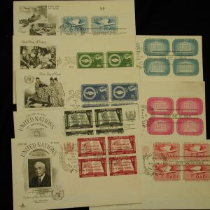 United Nations First Day mint blocks 1955 lot of 8