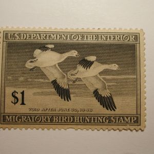 US Department of Interior Scott #RW14 $1 Snow Geese Stamp 1947, Used