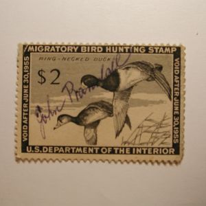 US Department of Interior Scott #RW21 $2 Ring-Necked Ducks Stamp 1954, Used & Signed