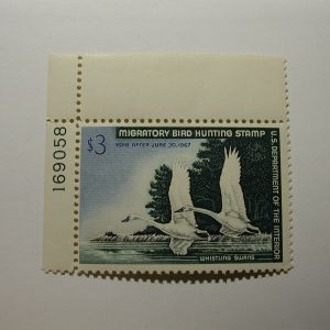 US Department of Interior Scott #RW33 $3 Whistling Swans 1966, MNH Plate Single #169058