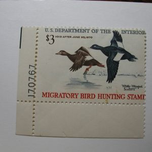 US Department of Interior Scott #RW36 $3 White-Winged Scoters 1969, MNH Plate Single #170767