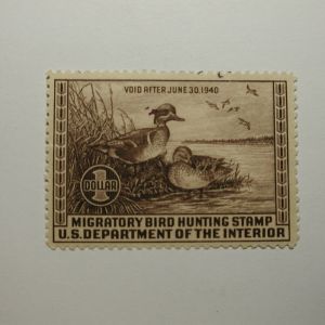 US Department of Interior Scott #RW6 $1 Green-Winged Teal 1939, MNH