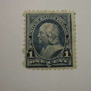 US Scott #247 Franklin Stamp, Hinged Blue Good Color