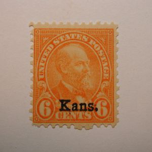 US Scott #664 6 Cent Orange 1929 Kans Ovpt. NH/OG Stamp