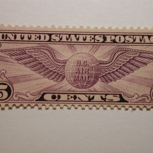 US Scott #C12 5 Cent Winged Globe Airmail Stamp 1930, Never Hinged