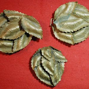 Vintage Dress Sash/Scarf Clip Gold-Tone Leaves Art Deco Nouveau