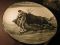 Matador round painting Stoneware 14inch plate L. M. Marco Black gray cream
