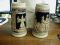 GERZ floral Navy Ecru set of 2 8 1/2″ tall Gute Waid /Jagers Freud -Muchen