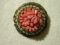 Antique button brooch faux coral seed pearl