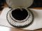 Hand Woven Pearl Collar 18" white and copper pearls 2"' wide sterling silver