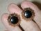 Men’s Vintage Round Goldtone & Black Round Stone Cuff Link