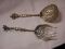 Lot 2 Putti Cherub Angels Repousse Italy serving spoon and fork  goldwash