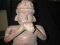 Pre-Columbian 17 inch tall kneeling Male Colima Terracotta blowing horn shell