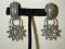 Vintage Sterling Clip-On beaded hoops hanging stars -sunflower