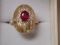 14KT Ruby Diamond Rutilated Quartz size 7.75 Unique Ring Candy