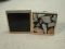 Sterling Gold Vermeil Square Onyx & Mosaic Mismatched Retro Art Cufflinks