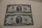 1976 Two Consecutive Notes Fed Reserve District New York UNC