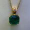 14KT Square Emerald Quartz and Bezel set Diamond 13 carat pendant
