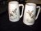 Pair (2) Vintage Hyalyn Waterfowl Porcelain Beer Mugs stamped Hyalyn 641 USA