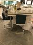 Brueton pair custom Kitchen stools Teal Spinnybeck leather and white bases