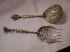 Lot 2 Putti Cherub Angels Repousse Italy serving spoon and fork  goldwash