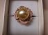 14KT Rose 12mm Golden South Sea Pearl Diamond Flower Dramatic Ring Size 8
