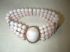 Vintage 14KT Peach and White Coral bead 1" wide Cuff Bracelet 7 1/2