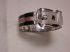 Belt Buckle Bangle Pink Black Enamel Stripe 16mm Italy petite-medium