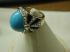 Kenneth Jay Lane cabochon Turquoise Black and white Zebra ring 
