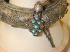 Silver Yemenite bridal bracelet bangle - Jewish 1900- Turqoise accents