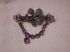 Marcasite Clover Amethyst Ornate dangling Brooch 2 x 2inches Dramatic
