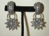 Vintage Sterling Clip-On beaded hoops hanging stars -sunflower