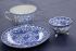 Japanese Set of Dragon bright Blue and White teacup-plate-footed bowl