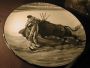 Matador round painting Stoneware 14inch plate L. M. Marco Black gray cream