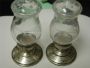 Quaker Silver co. sterling salt & pepper etched glass opalescent 701 & 703 mkg